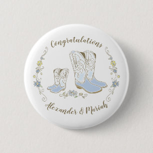 Cowboy Baby Shower Country Western Blue Boy 6 Cm Round Badge