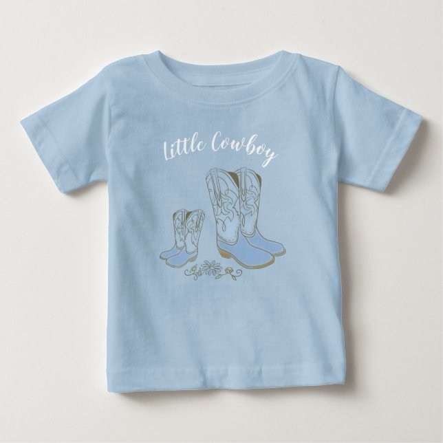 Cowboy Baby Shower Country Western Blue Boy Baby T-Shirt (Front)