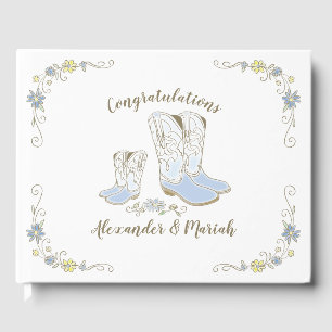 Cowboy Baby Shower Country Western Blue Boy Guest Book
