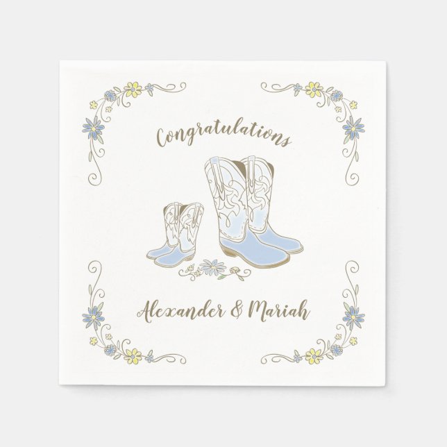 Cowboy Baby Shower Country Western Blue Boy Napkin (Front)