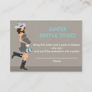 Cowboy Baby Shower Diaper Raffle Ticket - Brunette Enclosure Card
