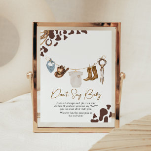 Cowboy Baby Shower Don't Say Baby Poster