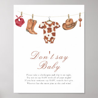 Cowboy baby shower - Don't say baby  Poster