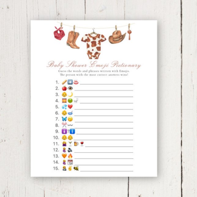 Cowboy baby shower Emoji picture game (Creator Uploaded)
