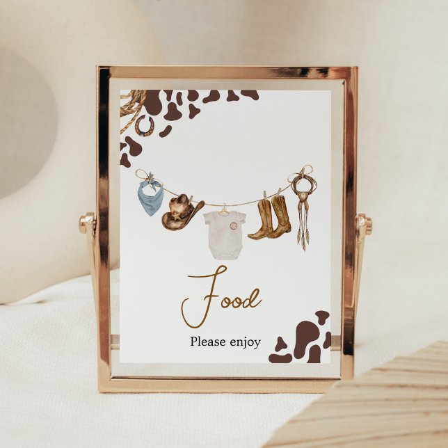 Cowboy Baby Shower Food Poster (Wild West Rodeo Baby Shower Food Sign)