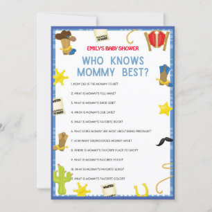 Cowboy Baby Shower Game - Editable Name, 5x7 size Invitation