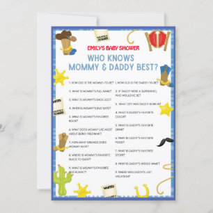 Cowboy Baby Shower Game - Editable Name, 5x7 size Invitation