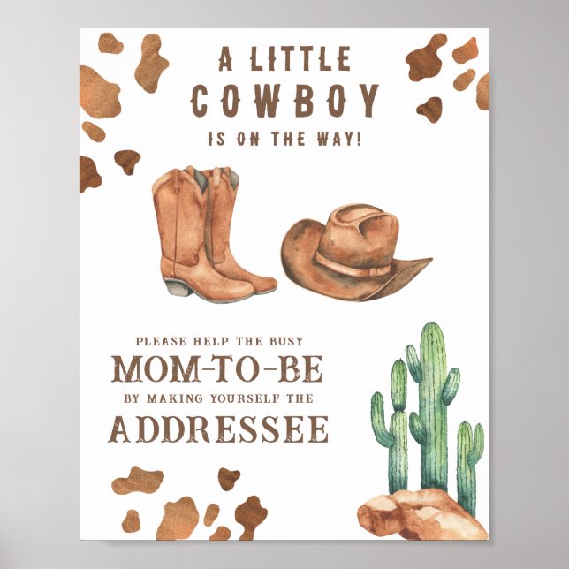 Cowboy baby shower - Help the Busy Mum-to-Be  Poster (Front)