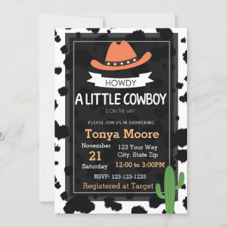 Cowboy Baby Shower Invitation (orange)