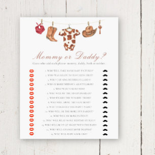 Cowboy baby shower - mummy or daddy game