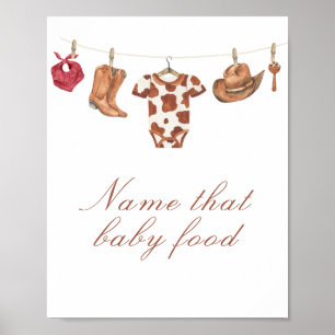 Cowboy baby shower - name that baby food poster