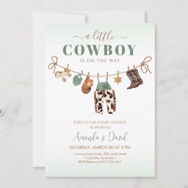 Cowboy  Baby shower Party Invitation (Front)