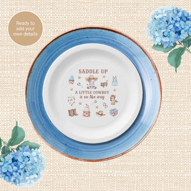 Cowboy Baby Shower Plates Saddle Up (Creator Uploaded)