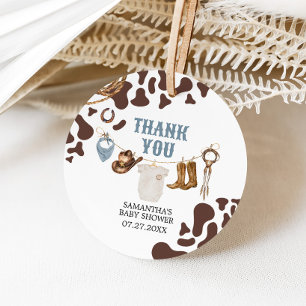Cowboy Baby Shower Round Favour Tags
