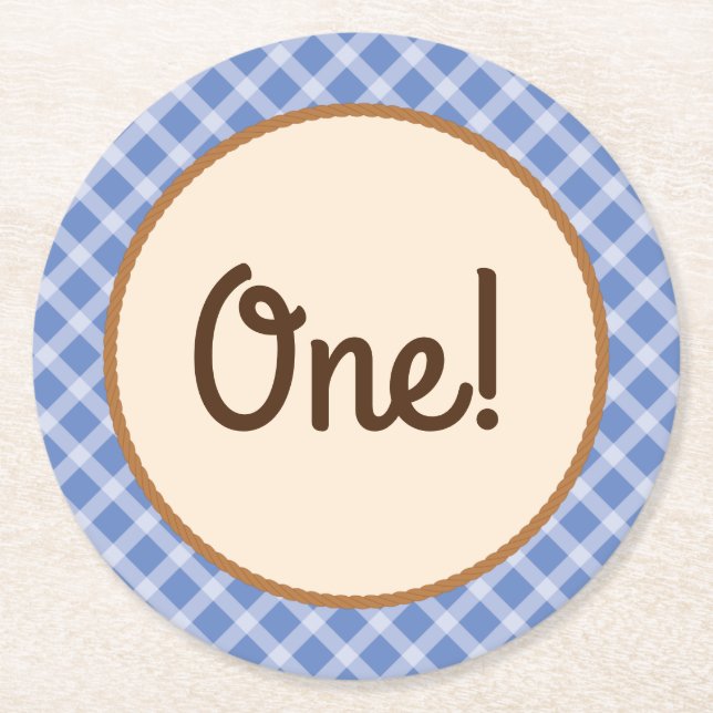 Cowboy Baby Shower Round Paper Coaster (Front)