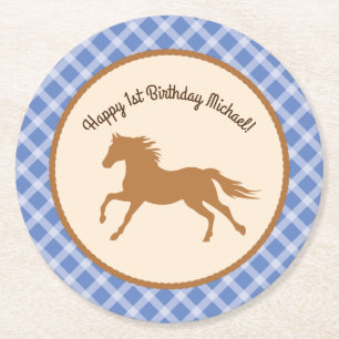 Cowboy Baby Shower Round Paper Coaster