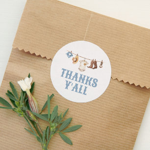 Cowboy Baby Shower Thank You Classic Round Sticker