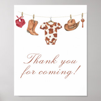 Cowboy baby shower Thank you for coming Poster