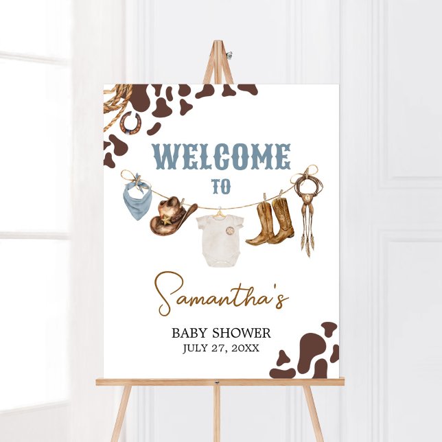 Cowboy Baby Shower Welcome Poster (Wild West Rodeo Baby Shower Welcome Sign)