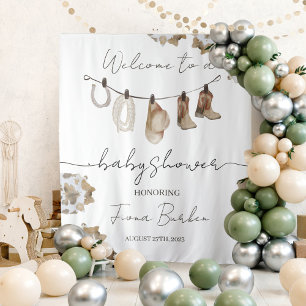 Cowboy Baby Shower Welcome Sign. Tapestry