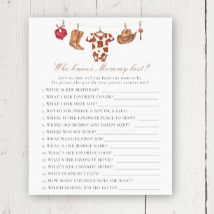 Cowboy baby shower - Who knows mommy best