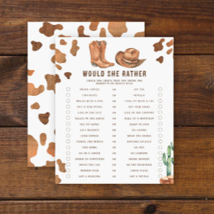 Cowboy Baby Shower - Would She Rather 