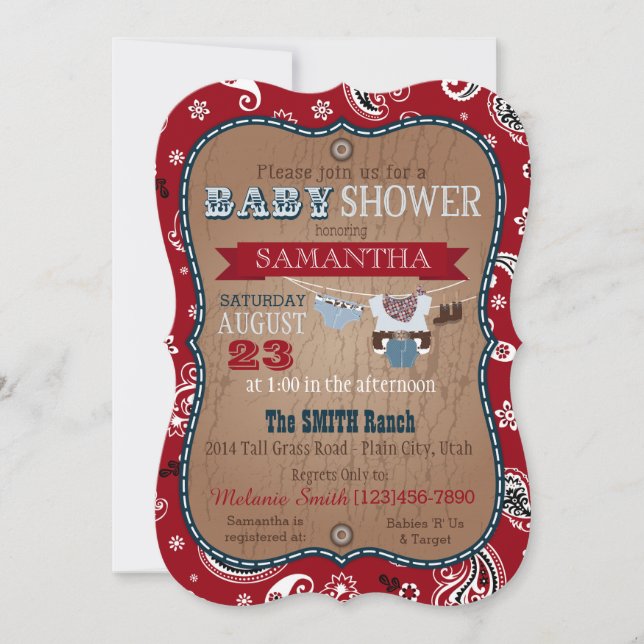 Cowboy Bandanna Jumper Baby Shower Invitation (Front)