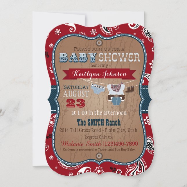 Cowboy Bandanna Jumper Baby Shower Invitation (Front)