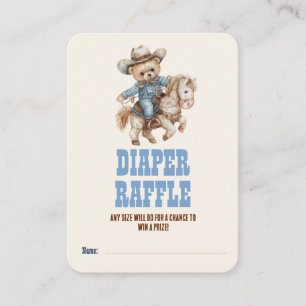 Cowboy Bear on Horse Diaper Raffle Baby Shower Enclosure Card