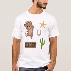 Cowboy Bear Saloon Western Stickerset T-Shirt