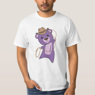 Cowboy Bear Teddy Bear Western Purple T-Shirt