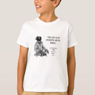 COWBOY: BIBLE: STRENTGH, SHIELD: PENCIL REALISM T-Shirt