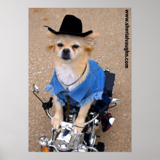Cowboy Biker Dog Poster