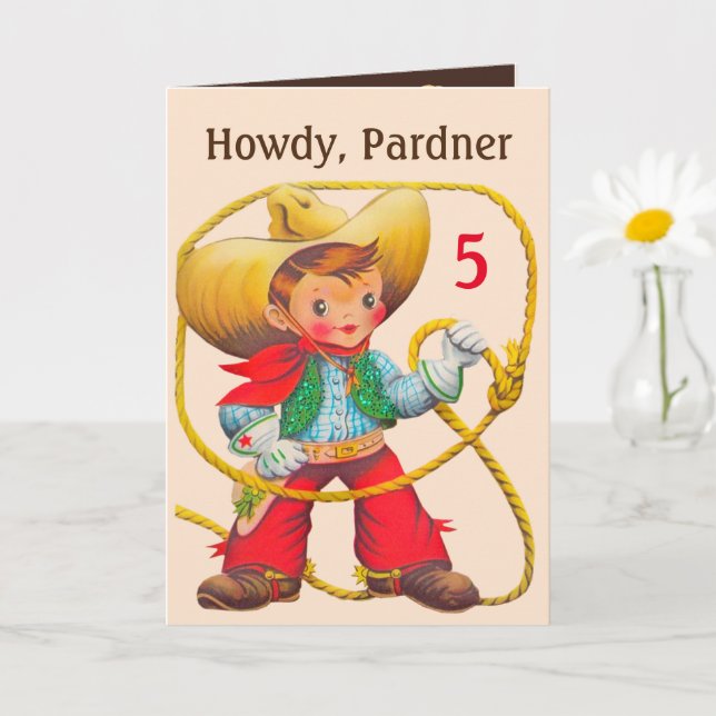 Cowboy Birthday Add Age and Name Custom Card (Small Plant)