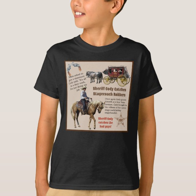 Cowboy Birthday Add Boy's Name Sheriff Hero T-Shirt (Front)