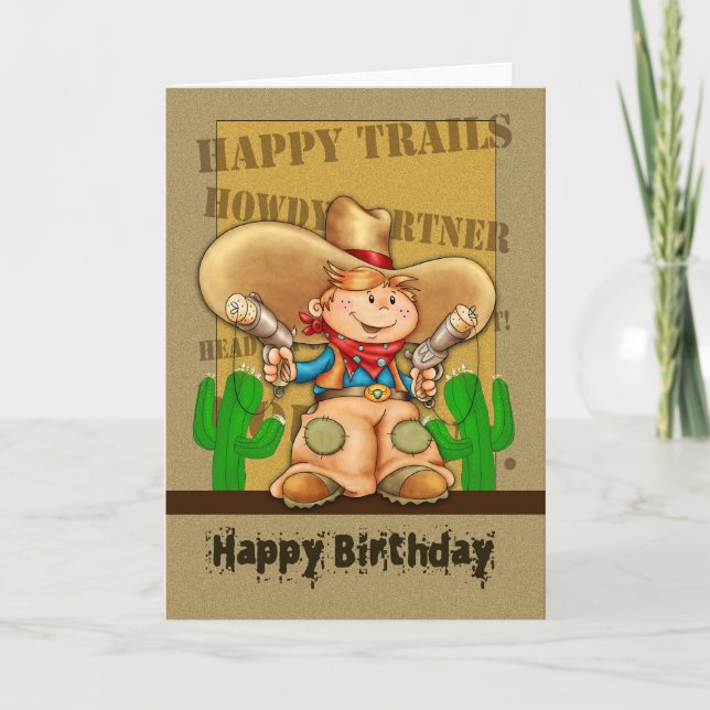 Cowboy Birthday Card - Rootin' Tootin' Birthday (Front)