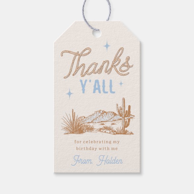 Cowboy Birthday Favour Tags (Front)