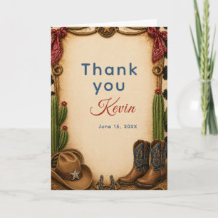 Cowboy Birthday Hoedown Party Thank You Card