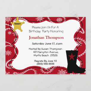 Cowboy  Birthday Invitation