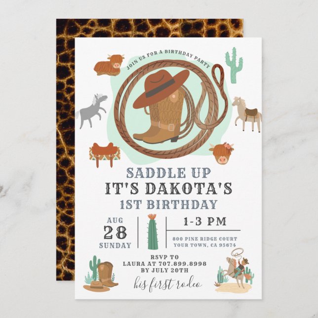 Cowboy Birthday Invitation (Front/Back)