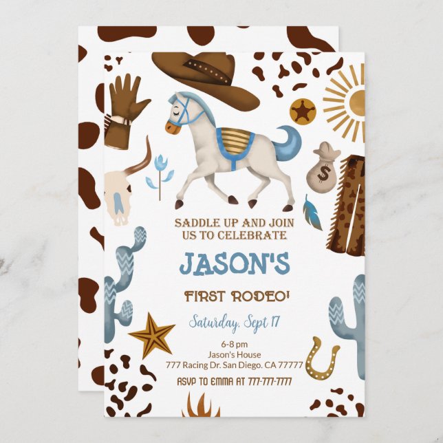 Cowboy Birthday Invitation (Front/Back)