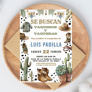 Cowboy Birthday Invitation Spanish Western Invite