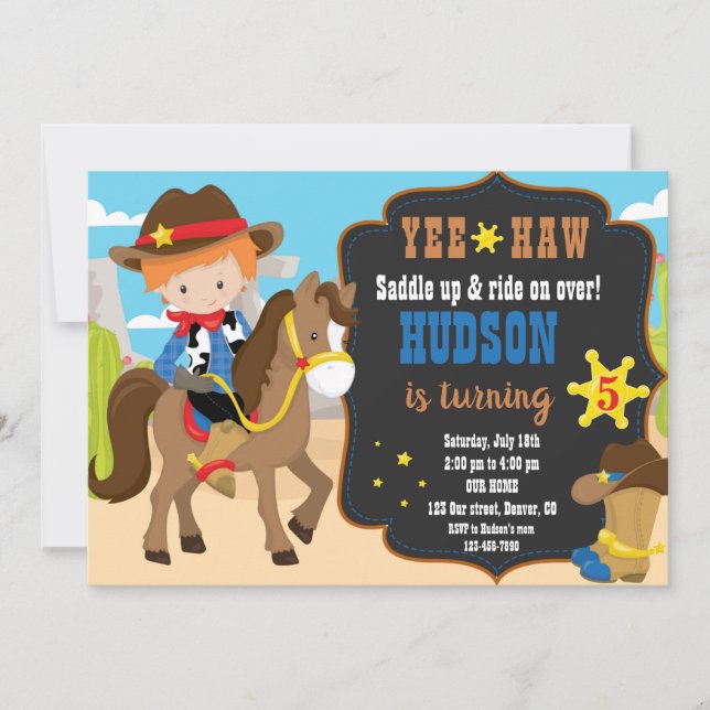 Cowboy birthday invitation Western invitation boy (Front)