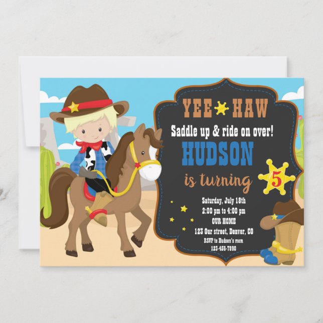 Cowboy birthday invitation Western invitation boy (Front)