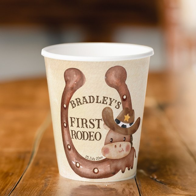 Cowboy birthday party baby horse in a hat custom  paper cups (Cowboy birthday party baby horse in a hat custom paper cups)