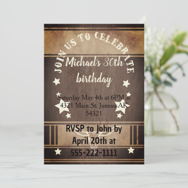 Cowboy  birthday party trophy  invitation (Standing Front)