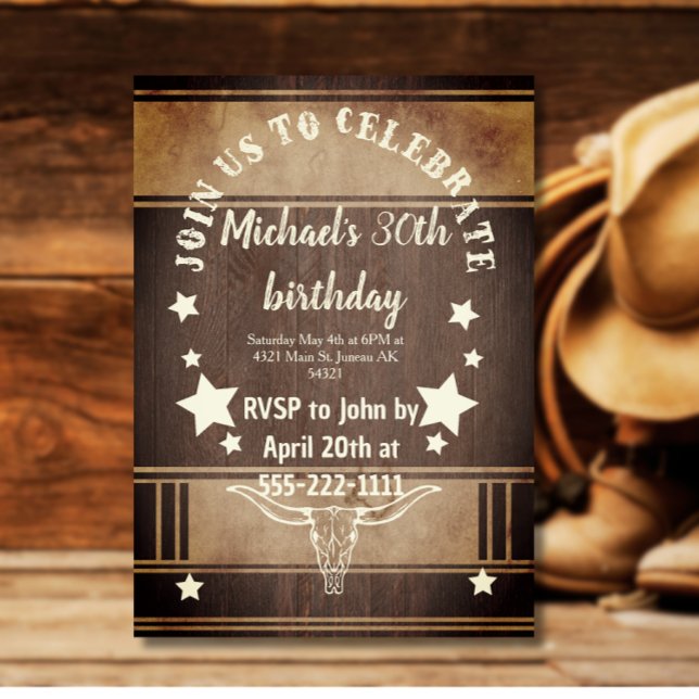 Cowboy  birthday party trophy  invitation (Creator Uploaded)