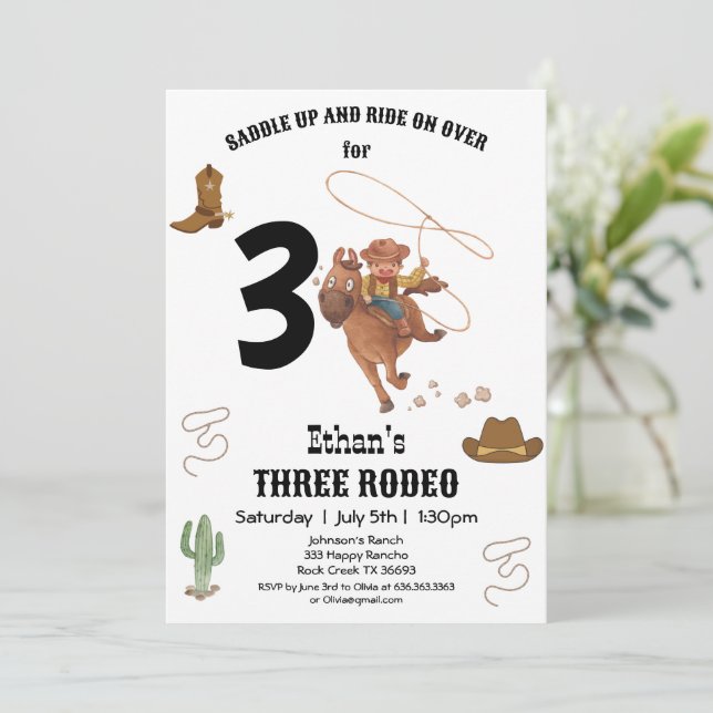 CowBoy Birthday Rodeo Party Invitation (Standing Front)