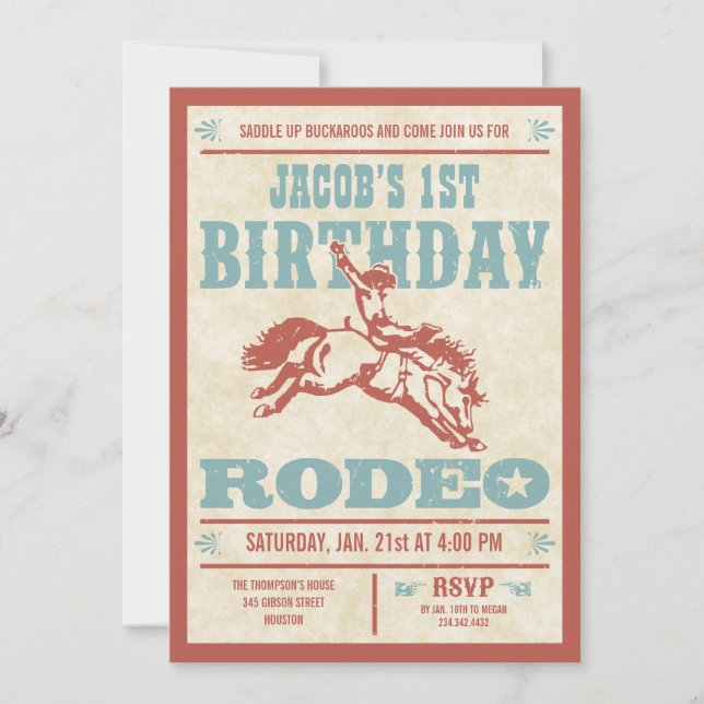 Cowboy Birthday Rodeo Party Invitations (Front)