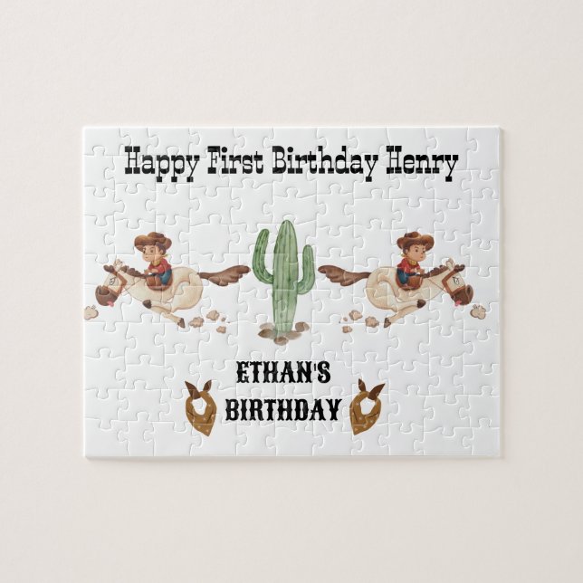 Cowboy Birthday Rodeo Party Jigsaw Puzzle (Horizontal)